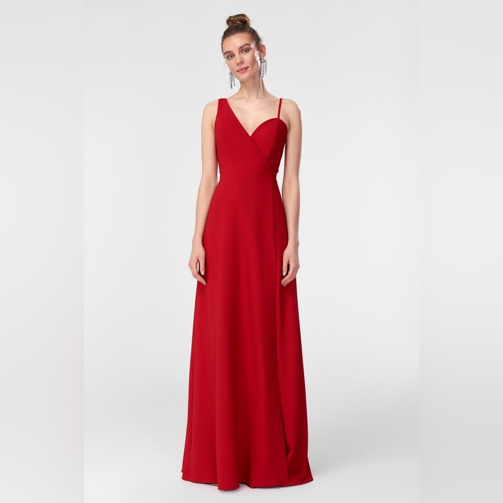 Trendyol Red Wrap Maxi Dress XS NWT Formal Prom Wedding Evening Gown